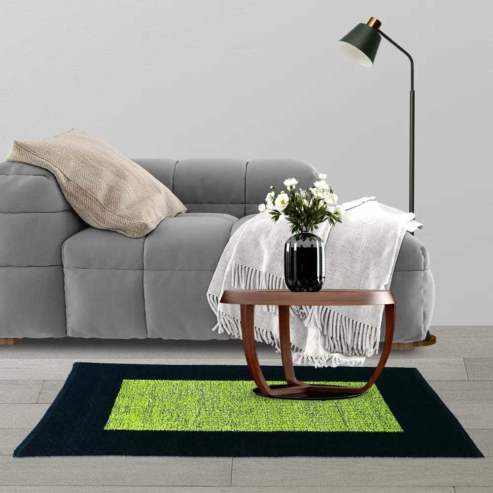 Black & Green Vibrant Hand Braided Rug