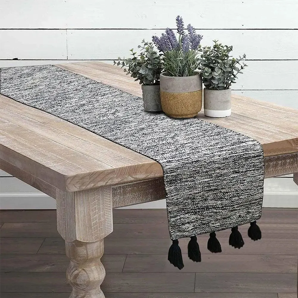 Black & White Tie Dye Cotton Table Runner