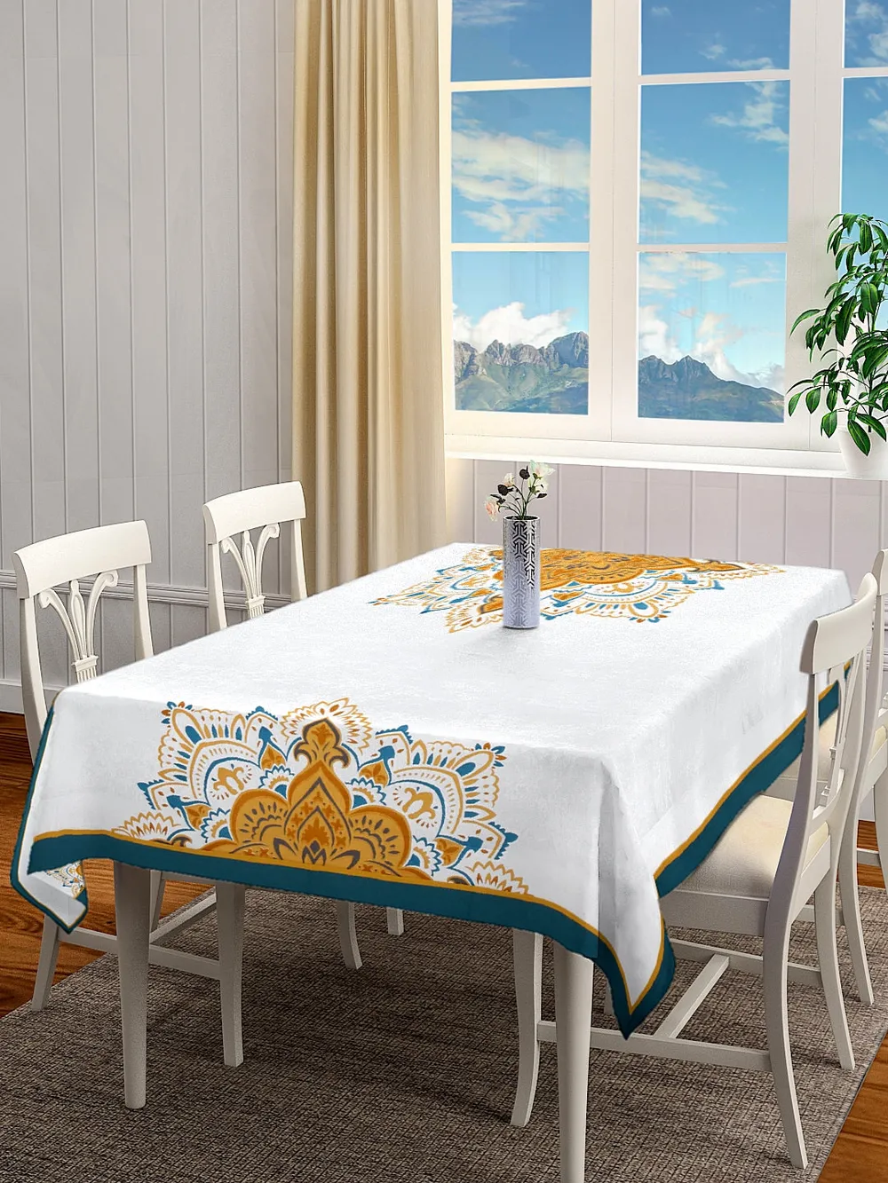 Blanc9 Blue & Yellow Ethnic Motif Designer Tablecloth