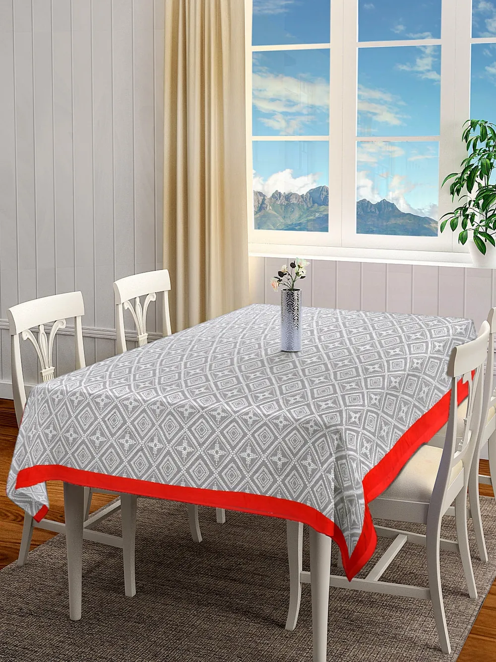 Blanc9 Classic Orange Geometric Designer Tablecloth