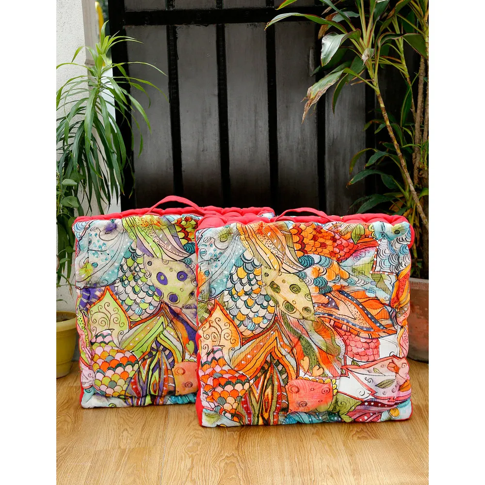 Blanc9 Comfy & Designer Aquatic Red Floor Cushion