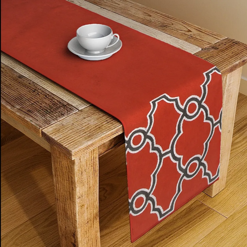 Blanc9 Elegant Designer Moroccan Brick Red Table Runner