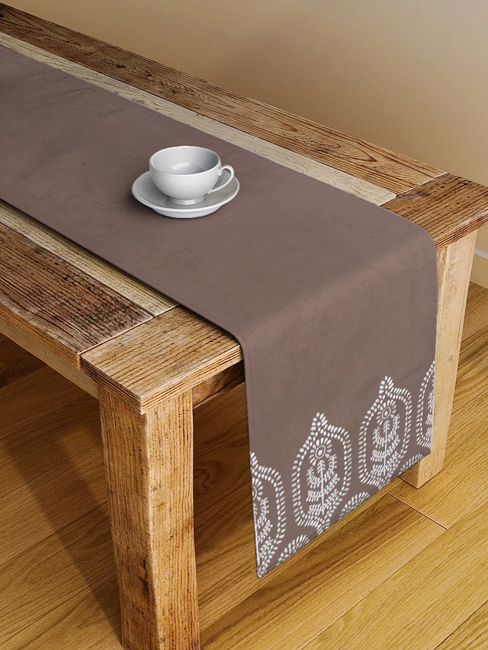 Blanc9 Elegant Designer Tribal Grey Table Runner