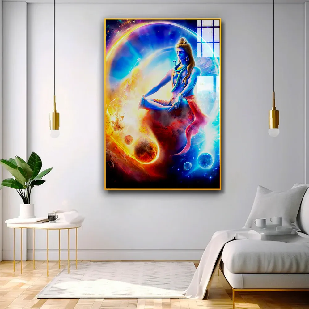 Blissful Mahadeva Meditating Acrylic Wall Painting