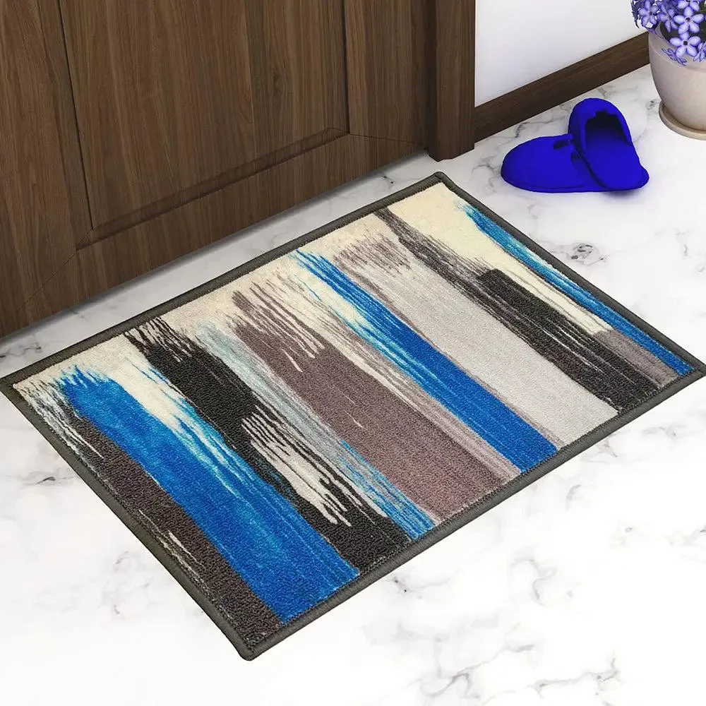 Blue & Black Splash Modern Printed Premium Doormat (14 X 22 )Inches