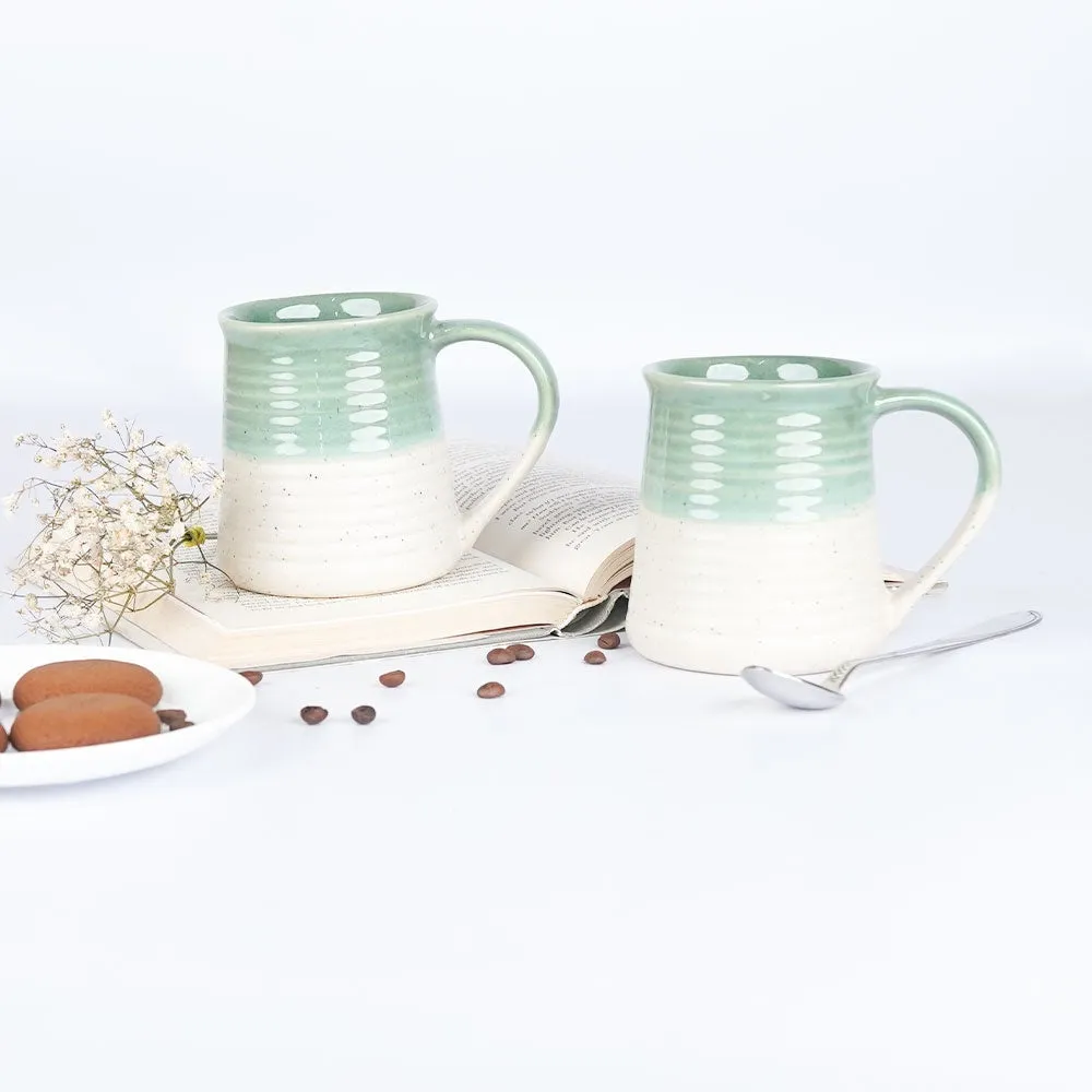 Blue Broad Lined Ceramic Mugs