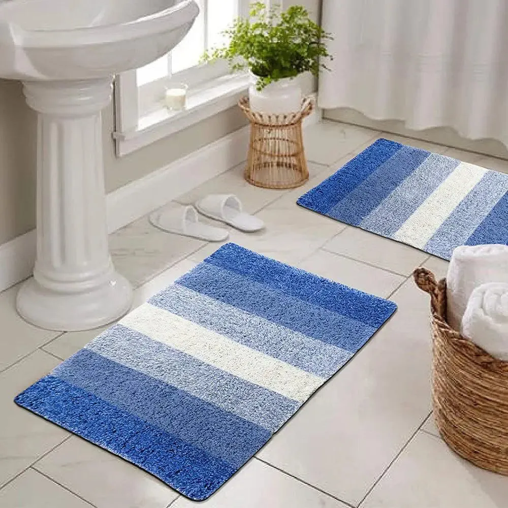 Blue Checkered Cotton Soft Bathmat (40 x 60) cm