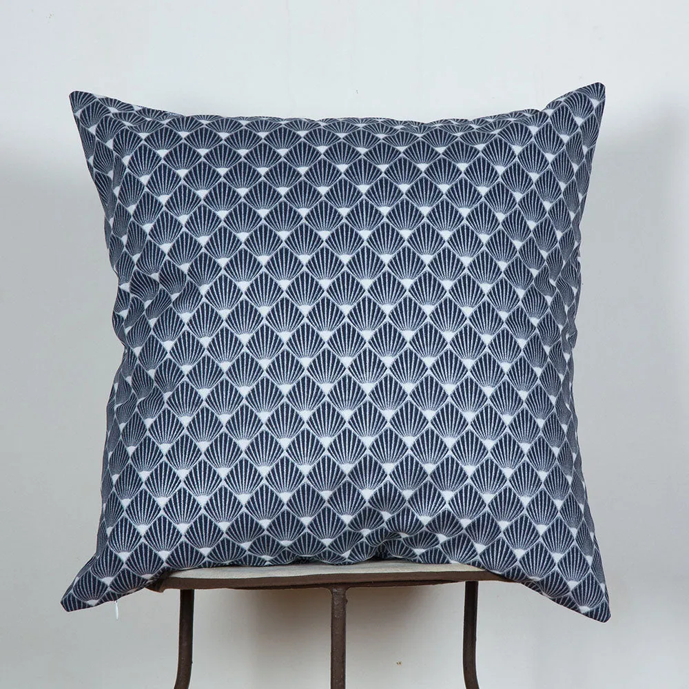 Blue Diamond Leaf Print Cushion Cover