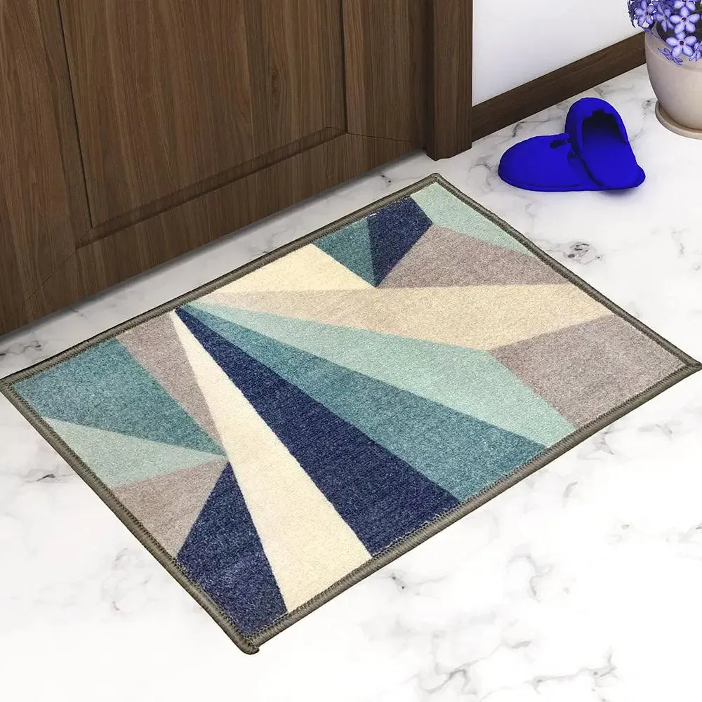 Blue Geometric Printed Premium Doormat (14 X 22 )Inches