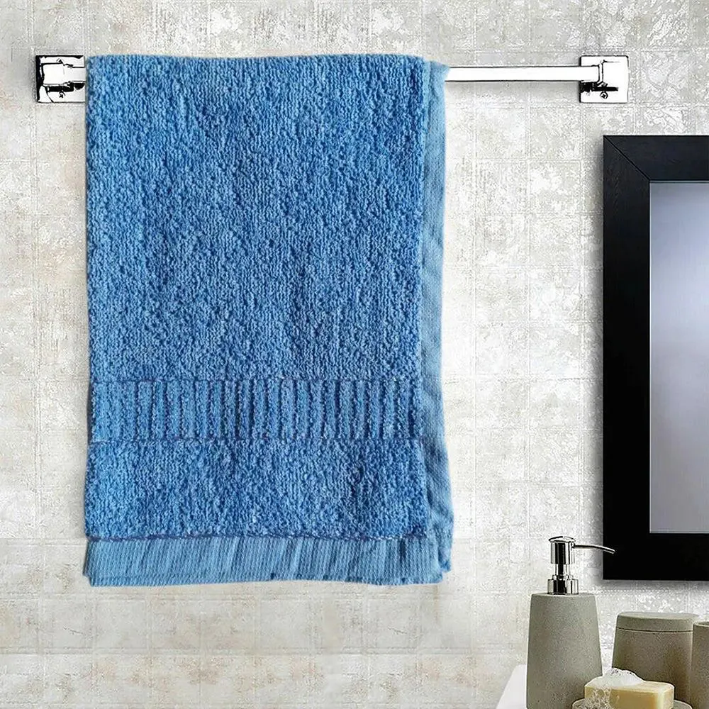 Blue Hand Towels with Track Border by Lushomes (Pack of 6)