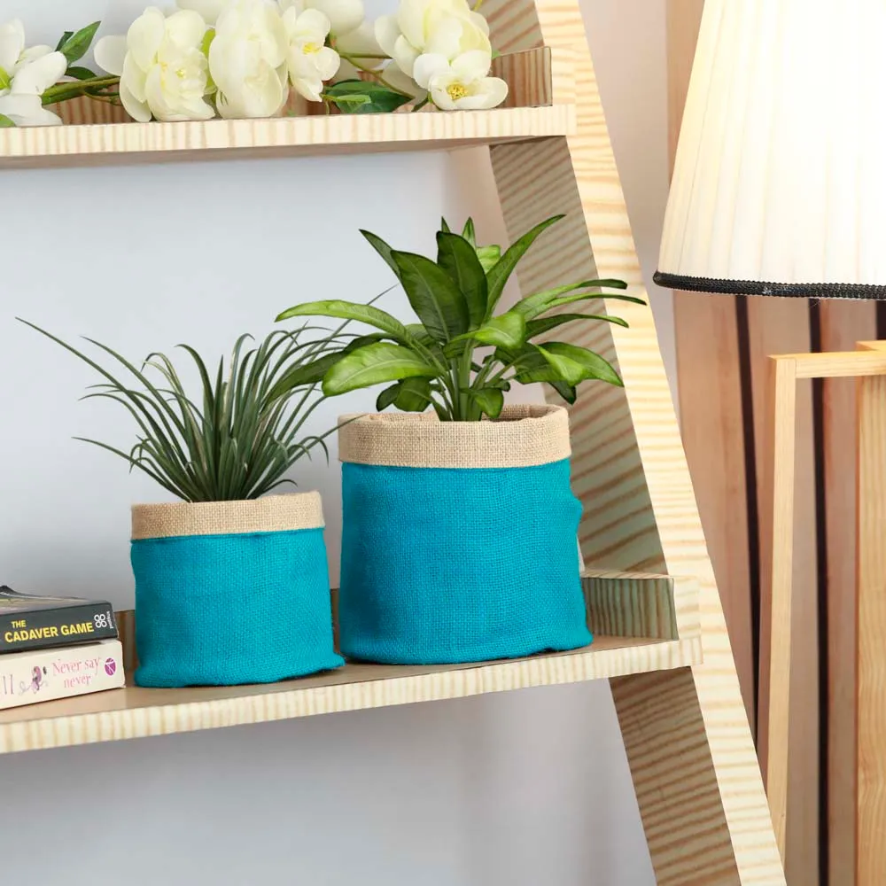 Blue Handcrafted Cotton & Jute Planters Set Of 2