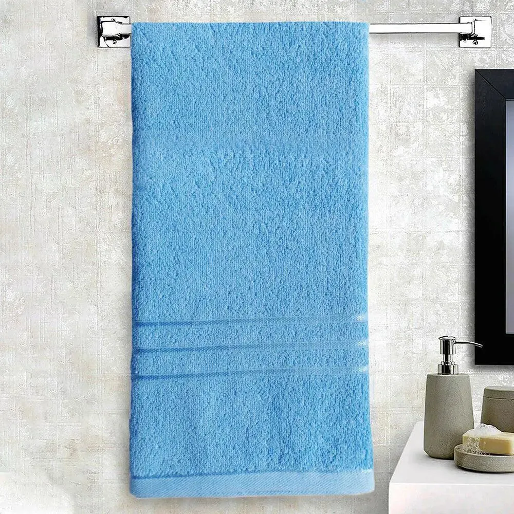 Blue Large Terry Bath Towel for Men, Women & Kids with Solid crepe (1 piece)