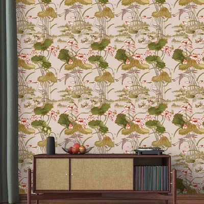 Blue Lotus Pond Textured Wallpaper- Tapestry Collection