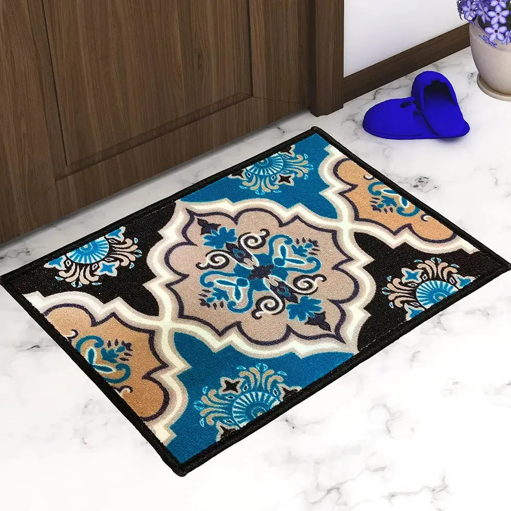 Blue Moroccan Designer Printed Premium Doormat(14 X 22 )Inches