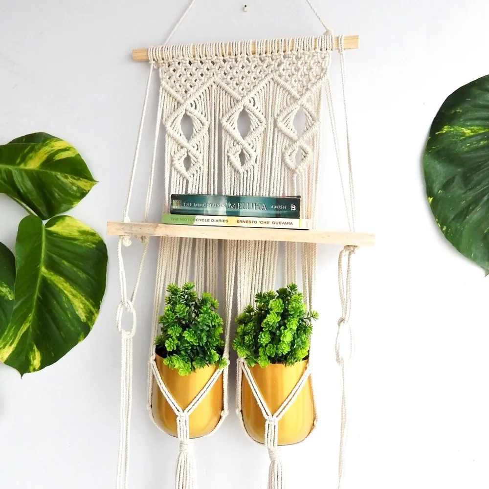 Bohemian Designer Macrame Floating Shelf