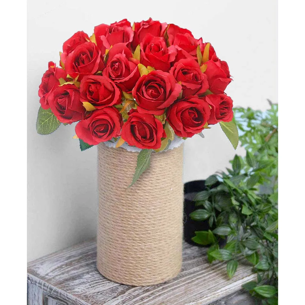 Bright Red Rose Bunch Artificial Flower Bunch Set Of 12
