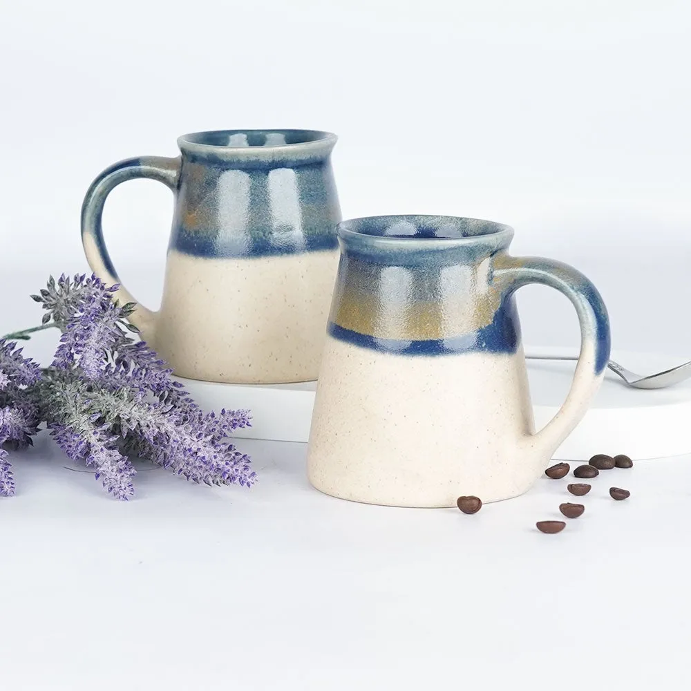 Broad Bordered Off White Ceramic Mugs