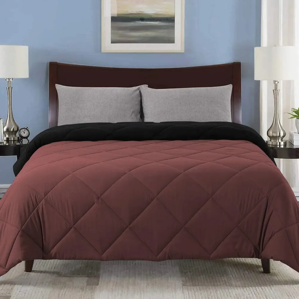 Brown & Black Quilted Double Bed Comforter