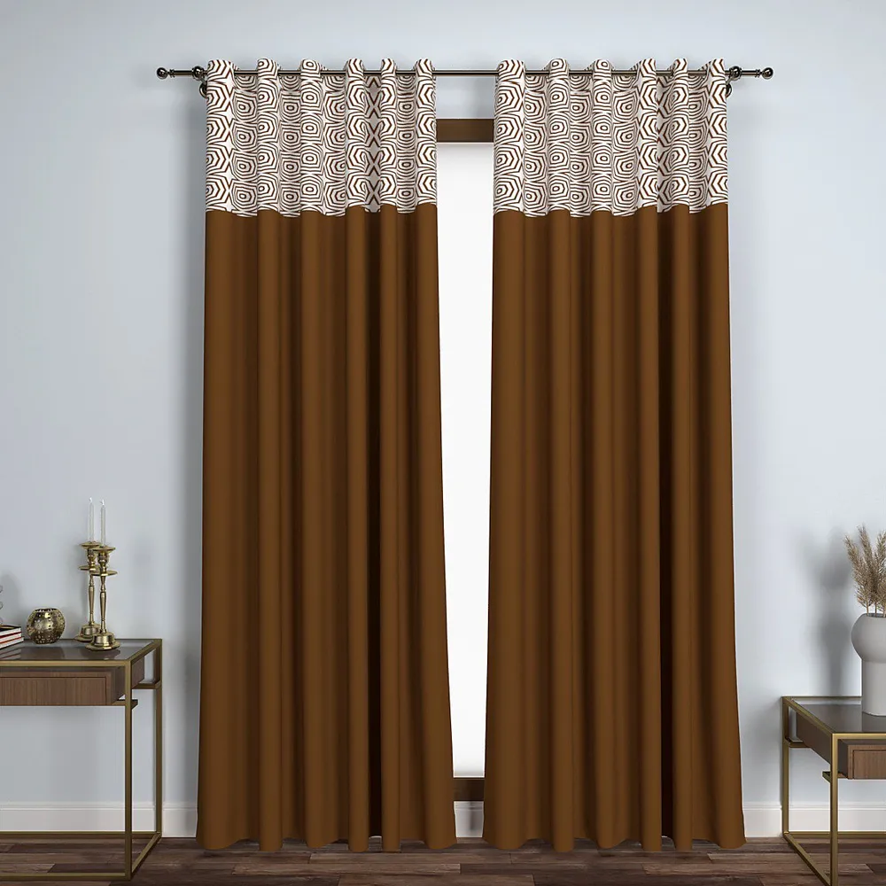 Brown Graphic Lines Semi-Designer Door Curtain