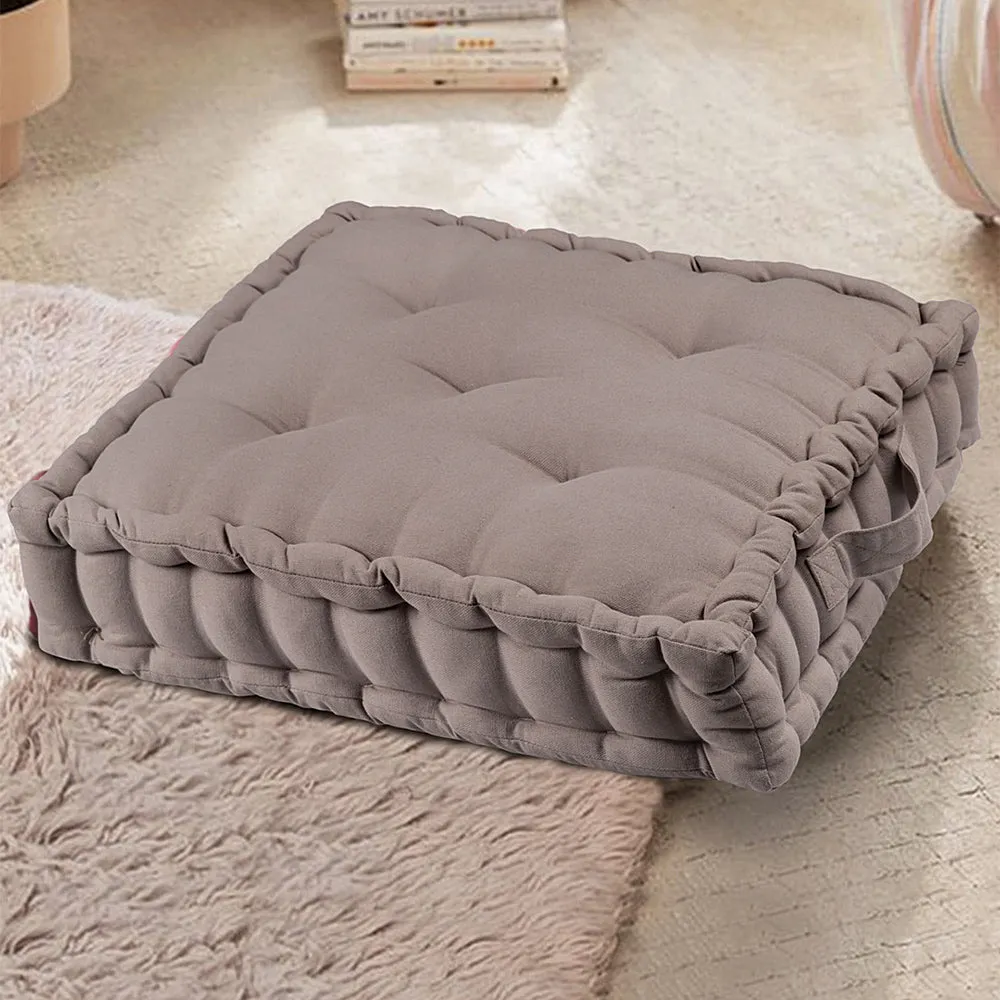 Brown Plush Cotton Floor Cushion Matlas With Handle
