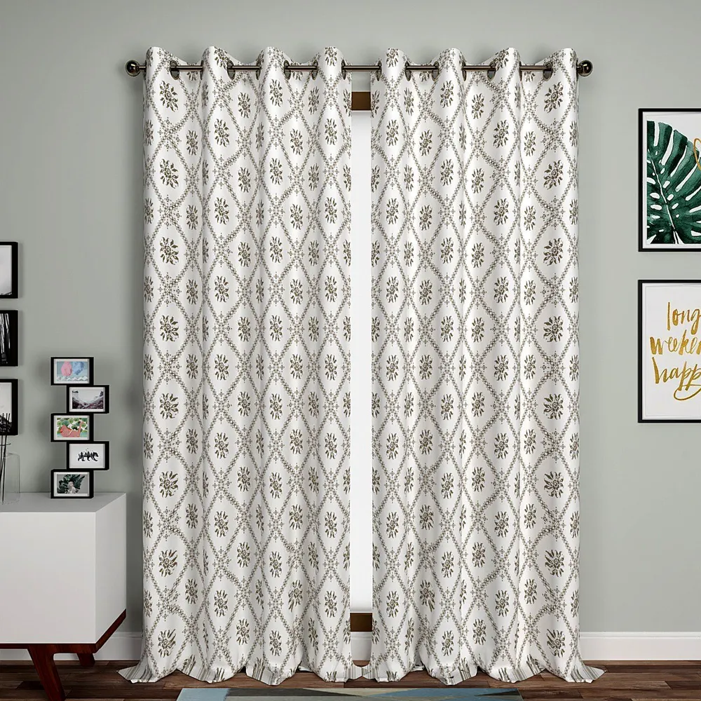 Brown & White Digital Print Designer Window Curtain