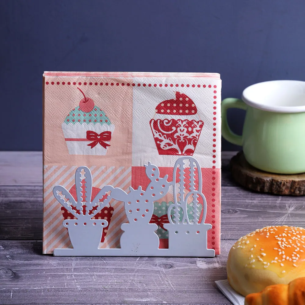 Cactus Designer Garden White Napkin Organizer