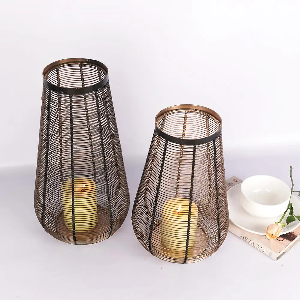 Candle Wireframe Hurricane Set of 2