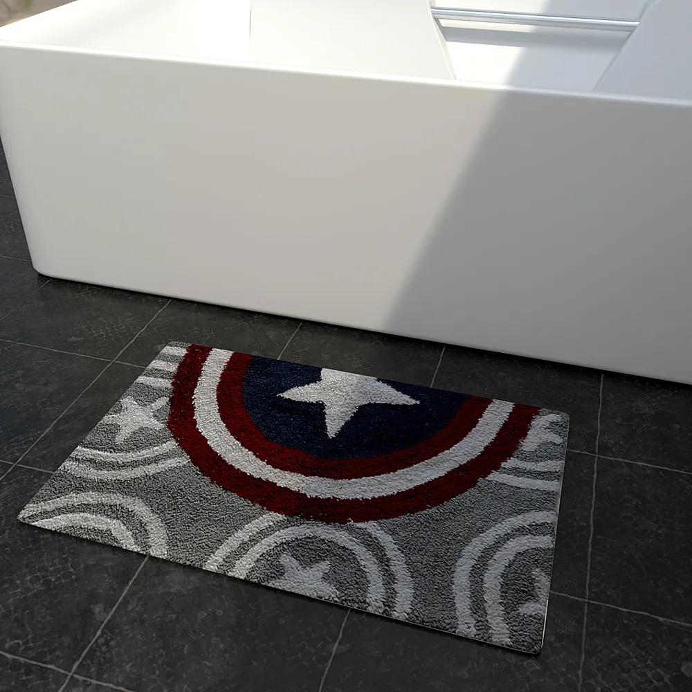 Captain America Sheild Designed High Absorbent Multi Color Kids Bathmat