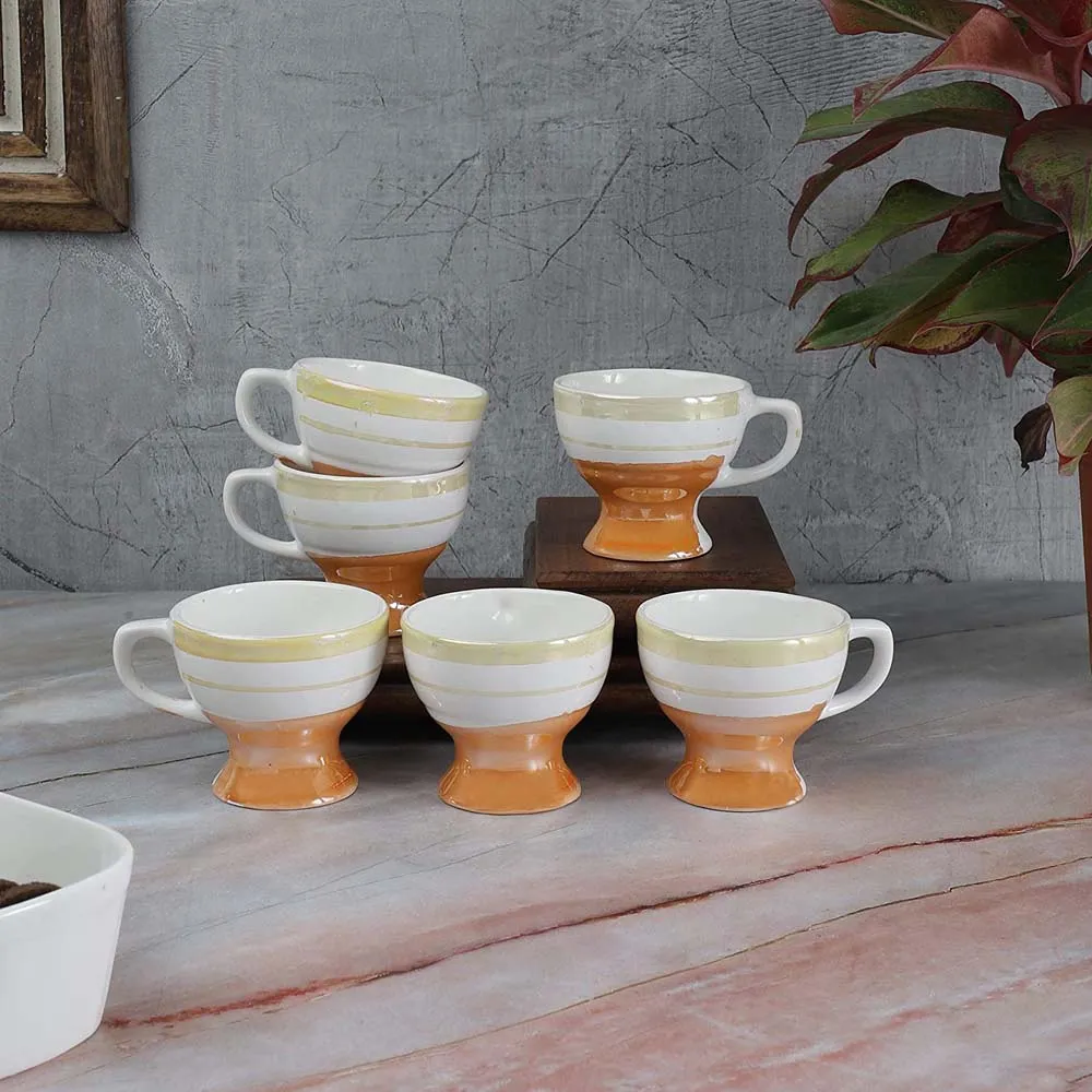 Ceramic Fine Bone China Classical Golden Border Cup Set Of 6