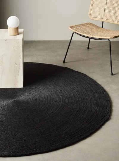 Charcoal Tint Round Jute Rug