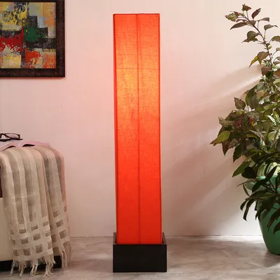 Chic Square Cotton & Wooden Floor Lamp
