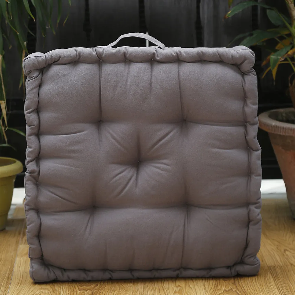 Chocolare Brown Plush Cotton Matlas Floor Sitting Cushion Set Of 2