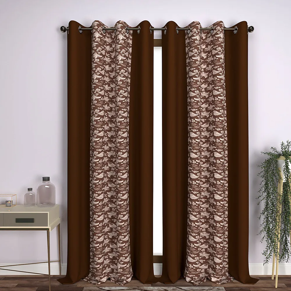 Chocolate Brown Little Birdie Designer Window Curtain