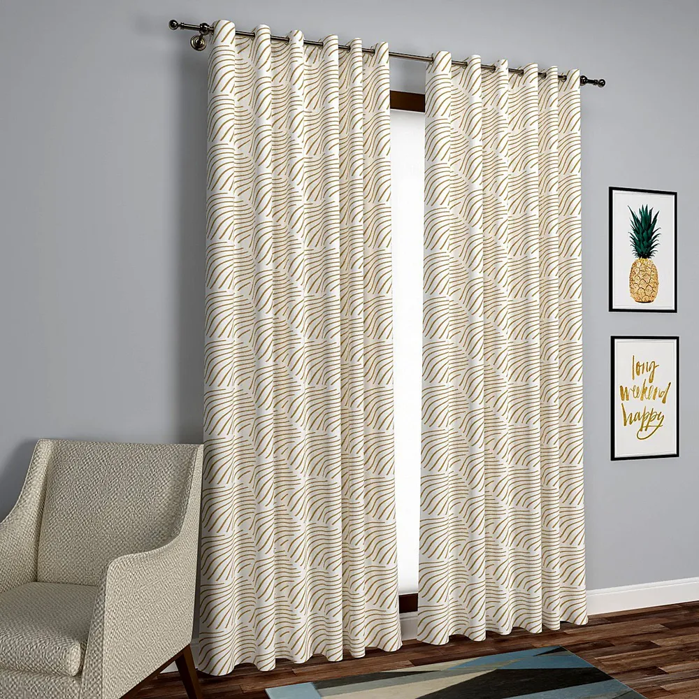 Chrome Yellow Playful Lines Designer Door Curtain