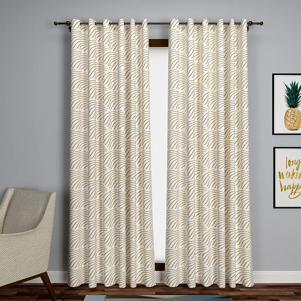 Chrome Yellow Playful Lines Designer Window Curtain