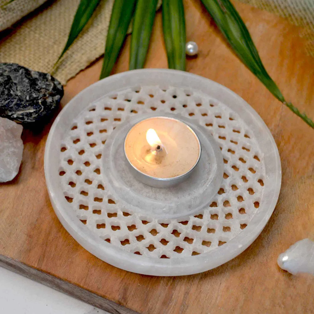 Circular Italina Marble Tealight Candle Holder