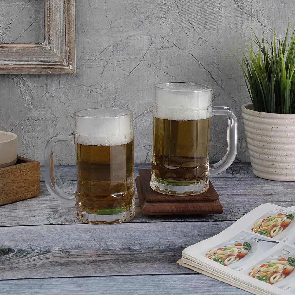 Classic Glass Beer Mug Set Pack Of 2
