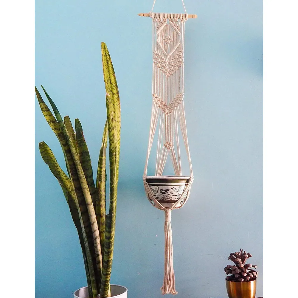 Classic Handwoven Ethnic Motif Cotton Plant Hanger Without Pot