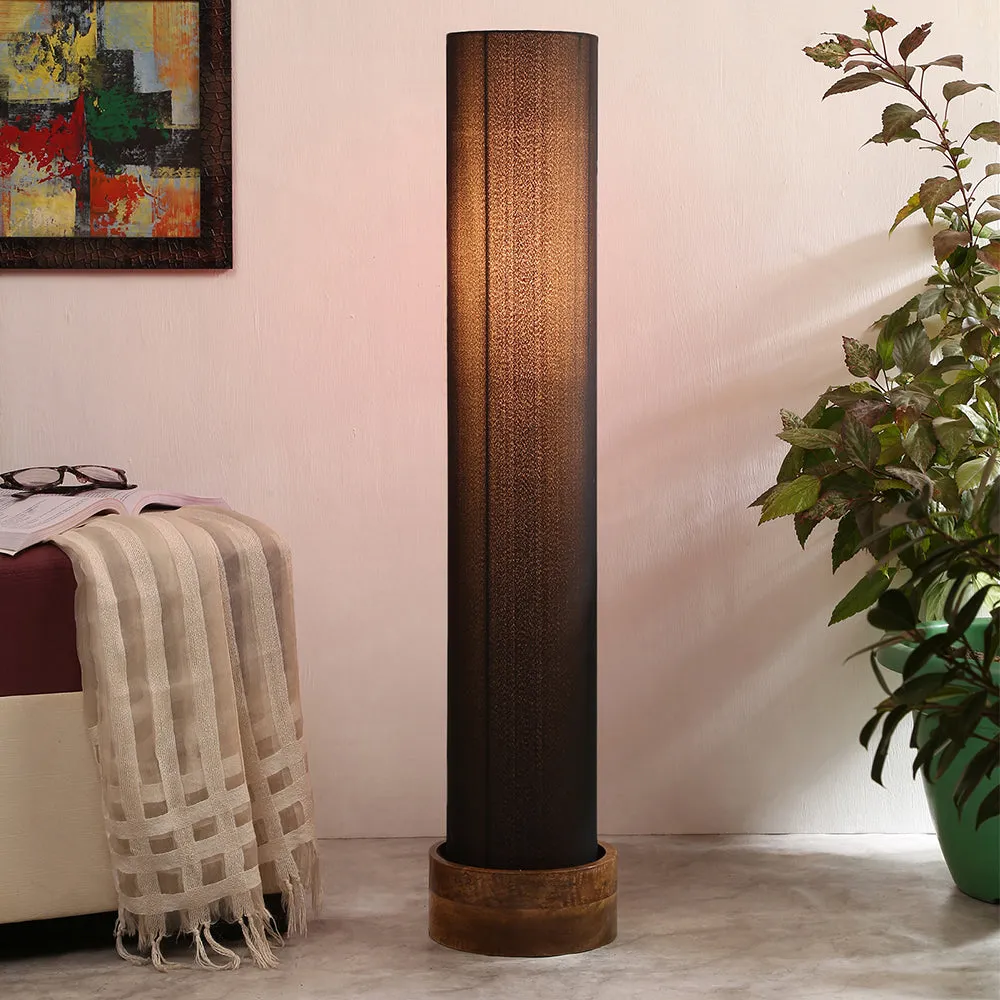 Classic Round Cotton & Natural Wood Floor Lamp