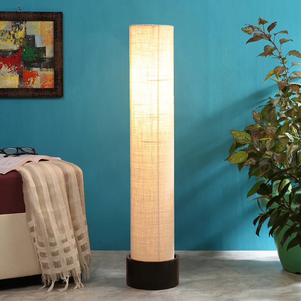 Classic Round Jute & Natural Wood Floor Lamp