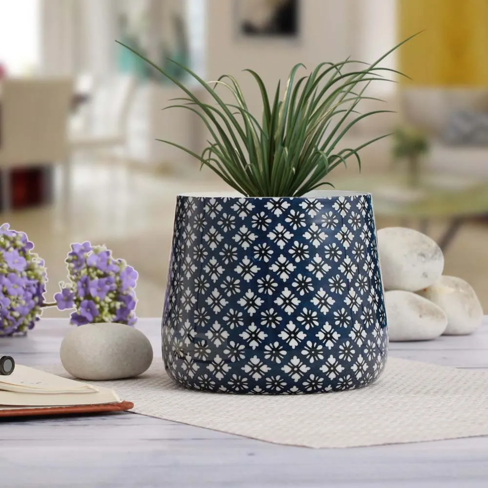 Classic Table Top Designer Blue Metal Pot