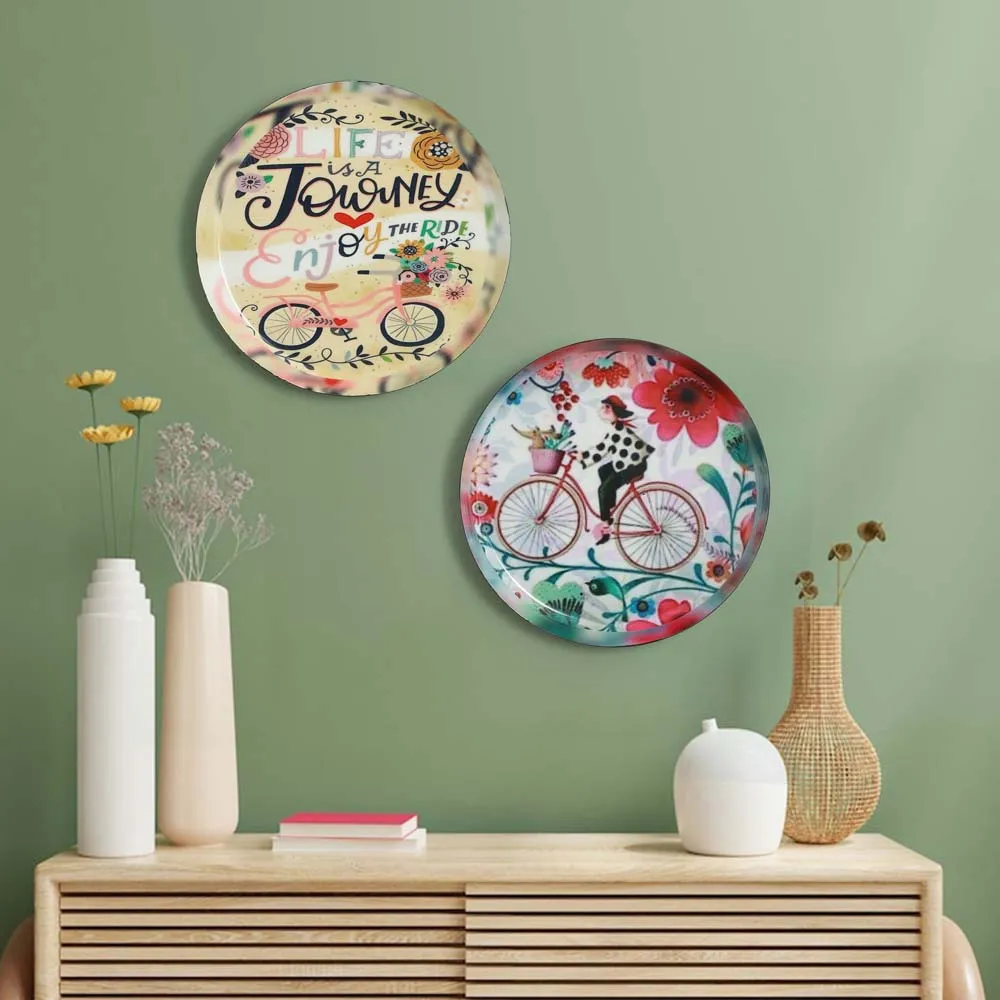 Classic Vintage Decorative Metal Wall Plate Set of 2