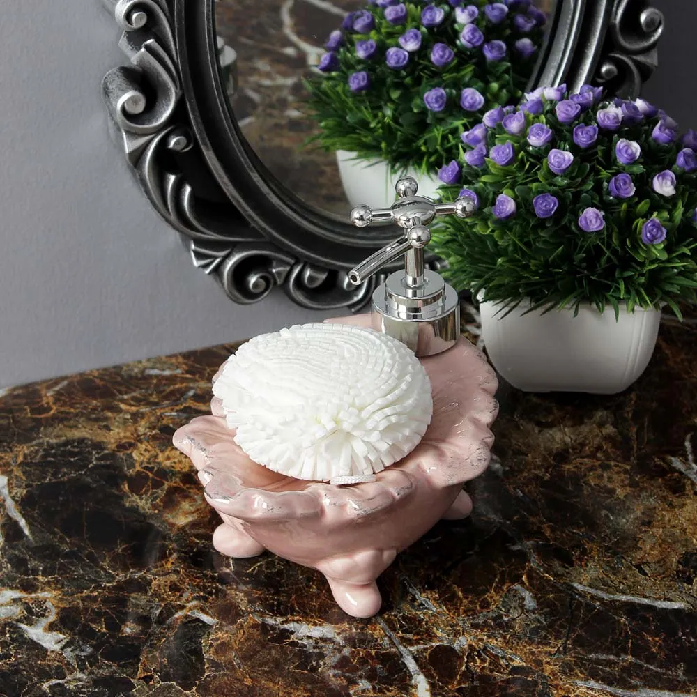 Classic Vintage Pink Designer Liquid Soap Dispenser With Sponge