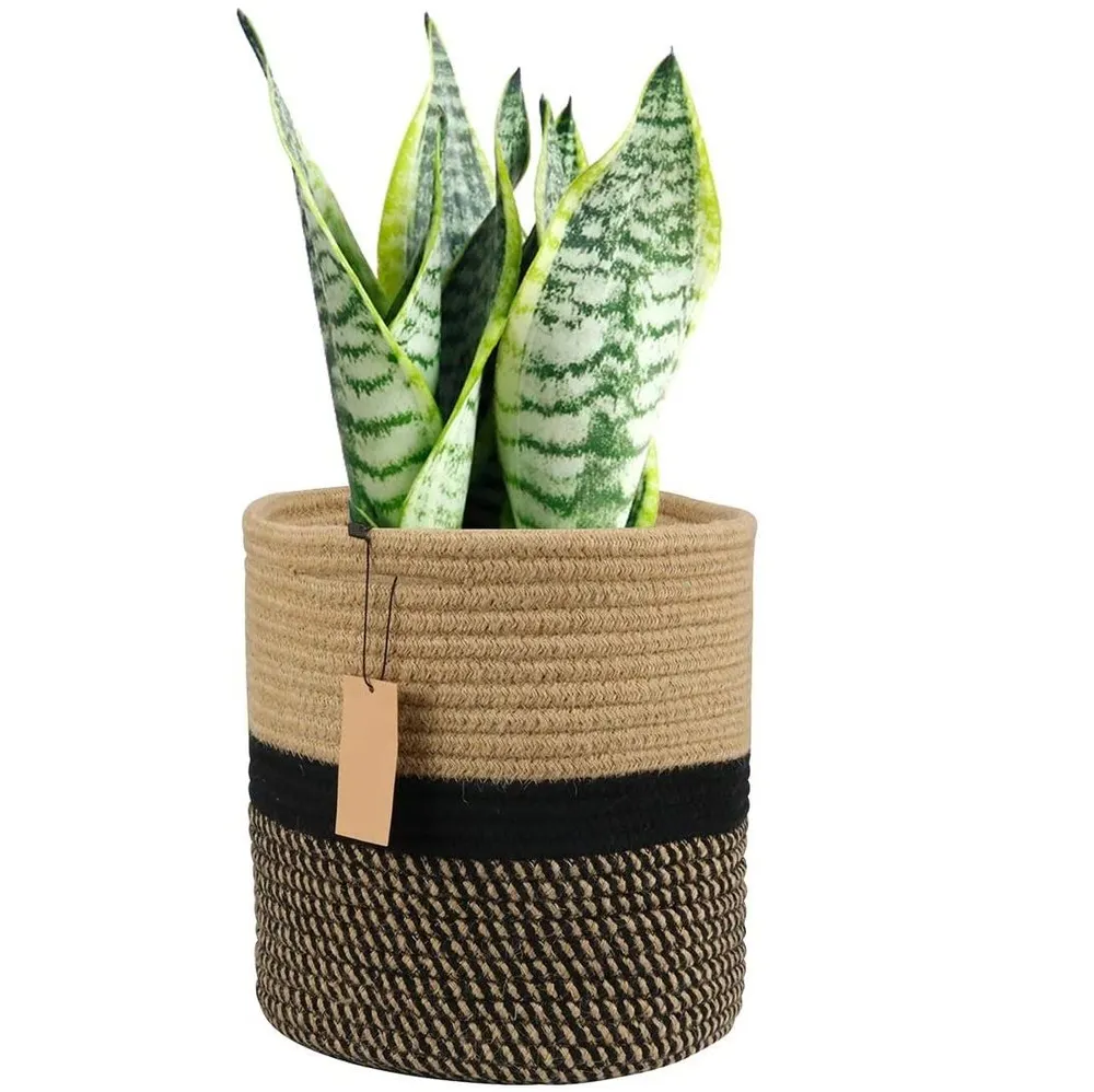 Classy Brown & Black Designer Cotton Rope Planter Basket