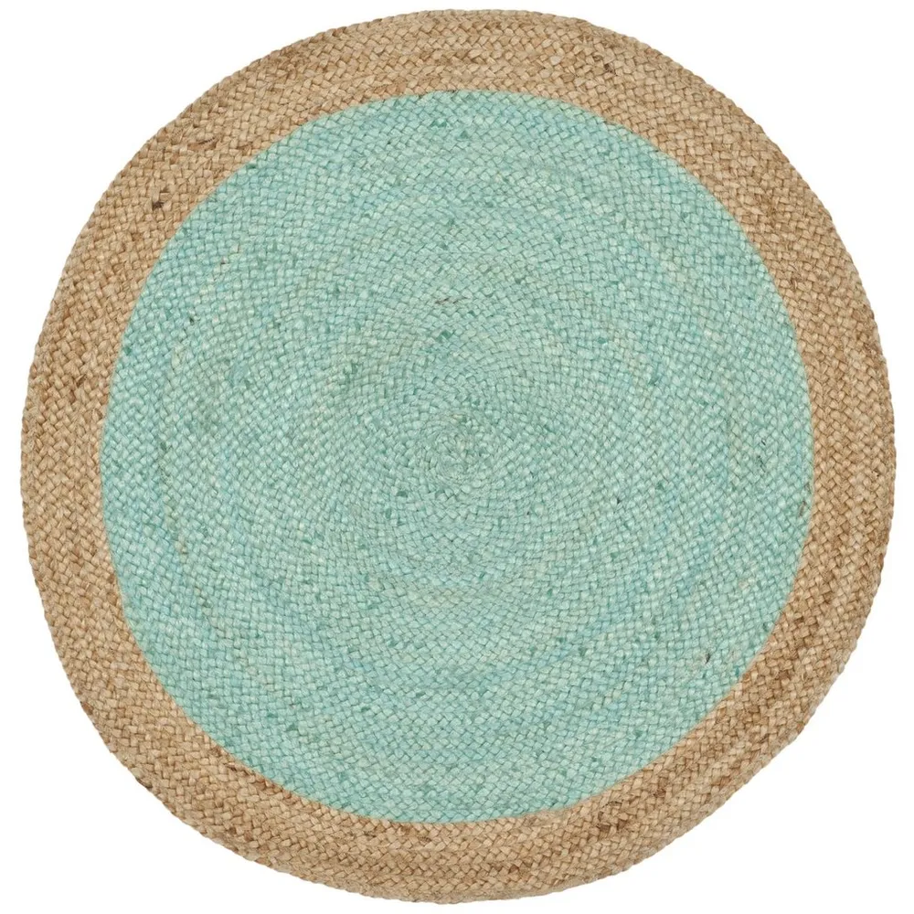 Classy Turquoise Round Jute Rug XS (2*2ft)