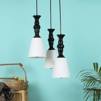 Clustered Black Metal Hanging Lights with Premium PVC Glass Shade