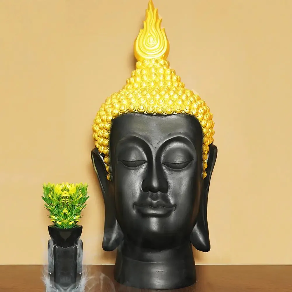 Collectible Buddha Face Decorative Table Accent Black,Gold