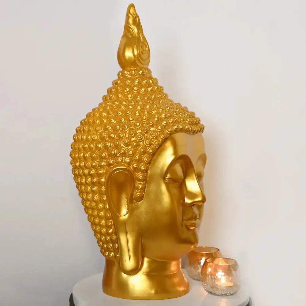 Collectible Buddha Face Table Accent Golden Color