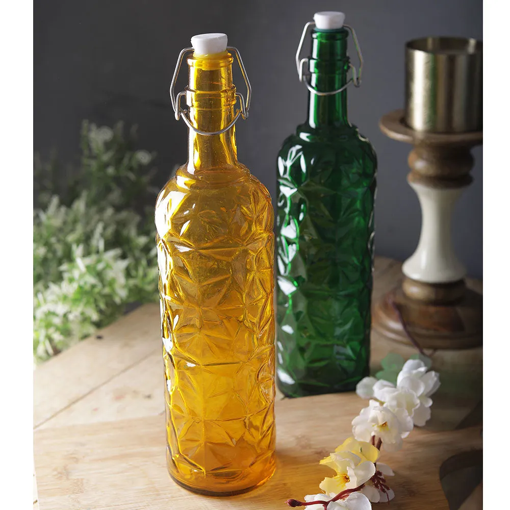 Colored Diamond Cut Designer Water Bottle With Inox Cap Set Of 2