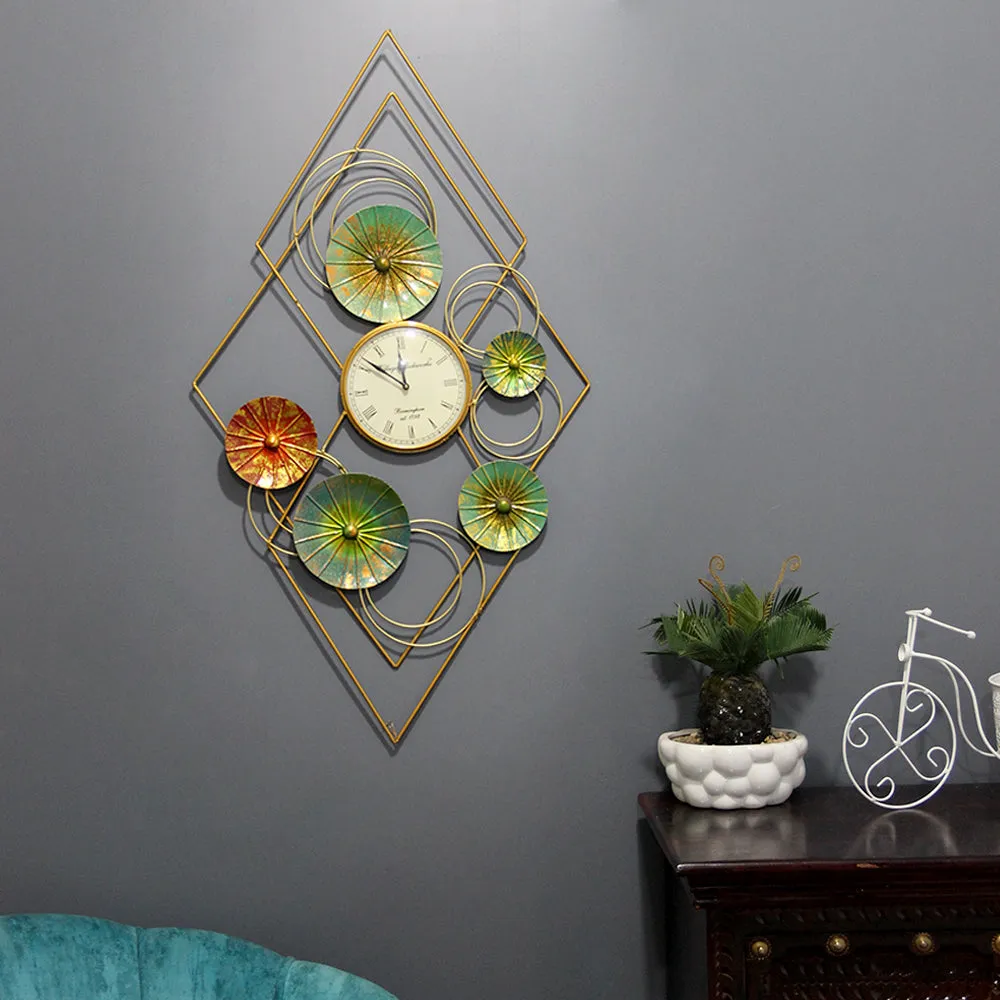 Colorful Floral Clock Metal Wall Art